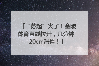 “苏超”火了！金陵体育直线拉升，几分钟20cm涨停！