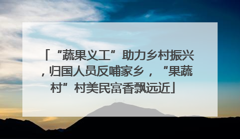 “蔬果义工”助力乡村振兴，归国人员反哺家乡，“果蔬村”村美民富香飘远近