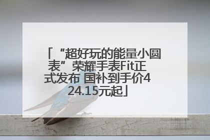 “超好玩的能量小圆表”荣耀手表Fit正式发布 国补到手价424.15元起
