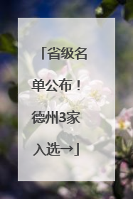 省级名单公布！德州3家入选→