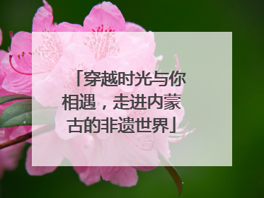 穿越时光与你相遇，走进内蒙古的非遗世界