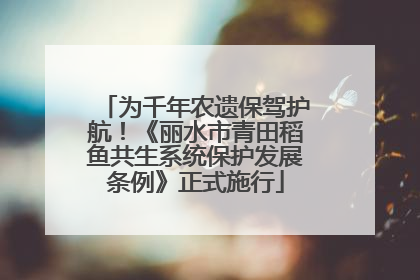为千年农遗保驾护航！《丽水市青田稻鱼共生系统保护发展条例》正式施行