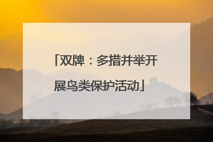 双牌：多措并举开展鸟类保护活动