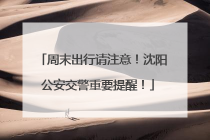 周末出行请注意！沈阳公安交警重要提醒！