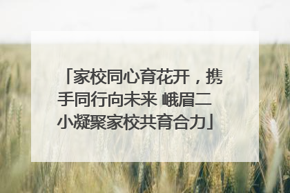家校同心育花开，携手同行向未来 峨眉二小凝聚家校共育合力