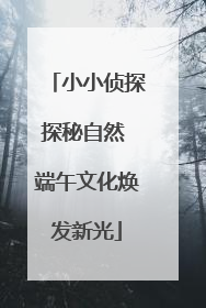 小小侦探探秘自然 端午文化焕发新光