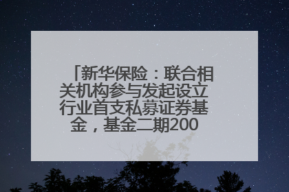 新华保险：联合相关机构参与发起设立行业首支私募证券基金，基金二期200亿元已募集完毕