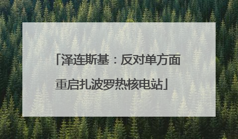 泽连斯基：反对单方面重启扎波罗热核电站