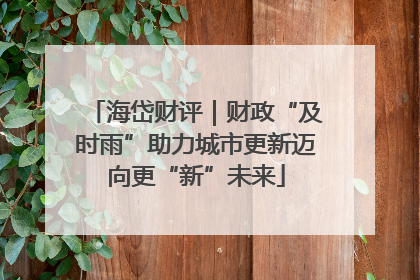 海岱财评｜财政“及时雨”助力城市更新迈向更“新”未来