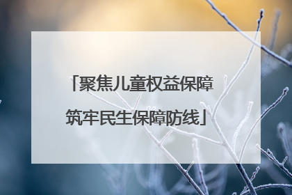 聚焦儿童权益保障 筑牢民生保障防线