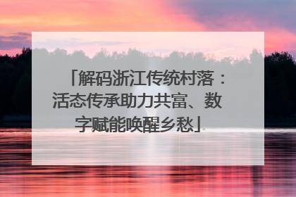 解码浙江传统村落：活态传承助力共富、数字赋能唤醒乡愁
