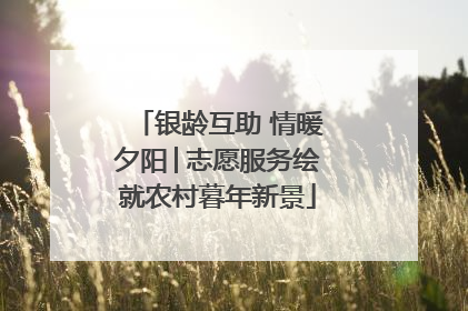 银龄互助 情暖夕阳│志愿服务绘就农村暮年新景