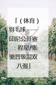 （体育）羽毛球——印尼公开赛：程星/张驰晋级混双八强